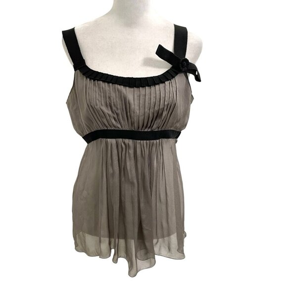 Alberta Ferretti 100% Silk Semi-Sheer Pintuck Tank Blouse Cami Top Y2K size 8 - Picture 1 of 9